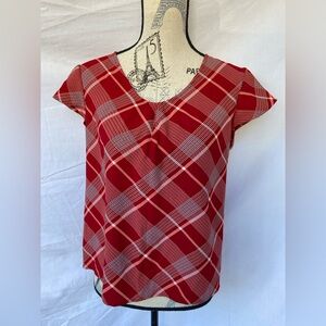 Liz Claiborne Red and White Plaid Blouse